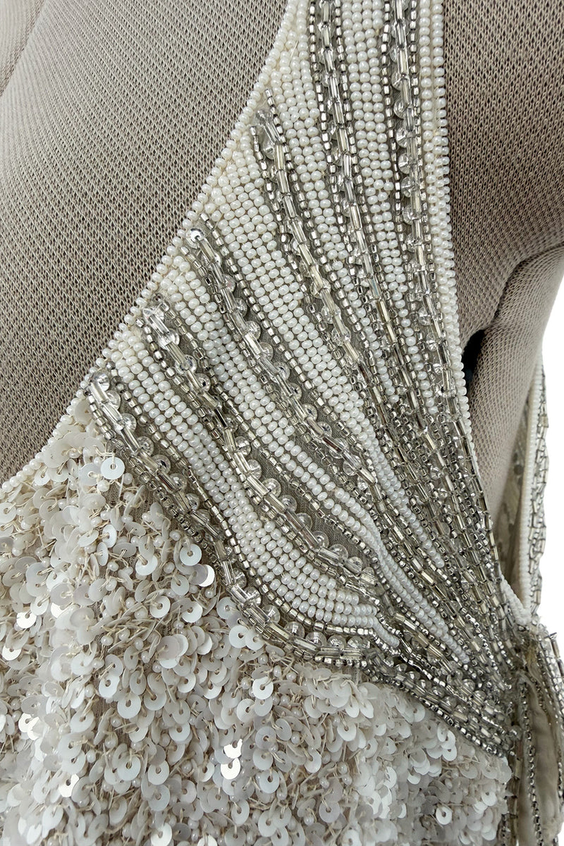 Extraordinary Spring 2001 Original Valentino Runway Look 73 Sequin Top & Ivory Silk Skirt Set