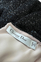Glamourous 2014 Christian Dior by Raf Simons Densely Covered Black Sequin Dress w Pink Lining