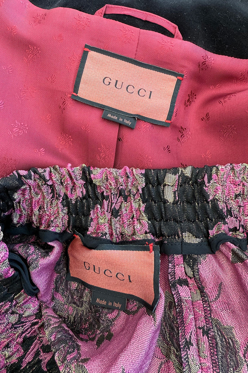Custom Gucci by Alessandro Michele Pink & Black Metallic Pant & Jacket Set