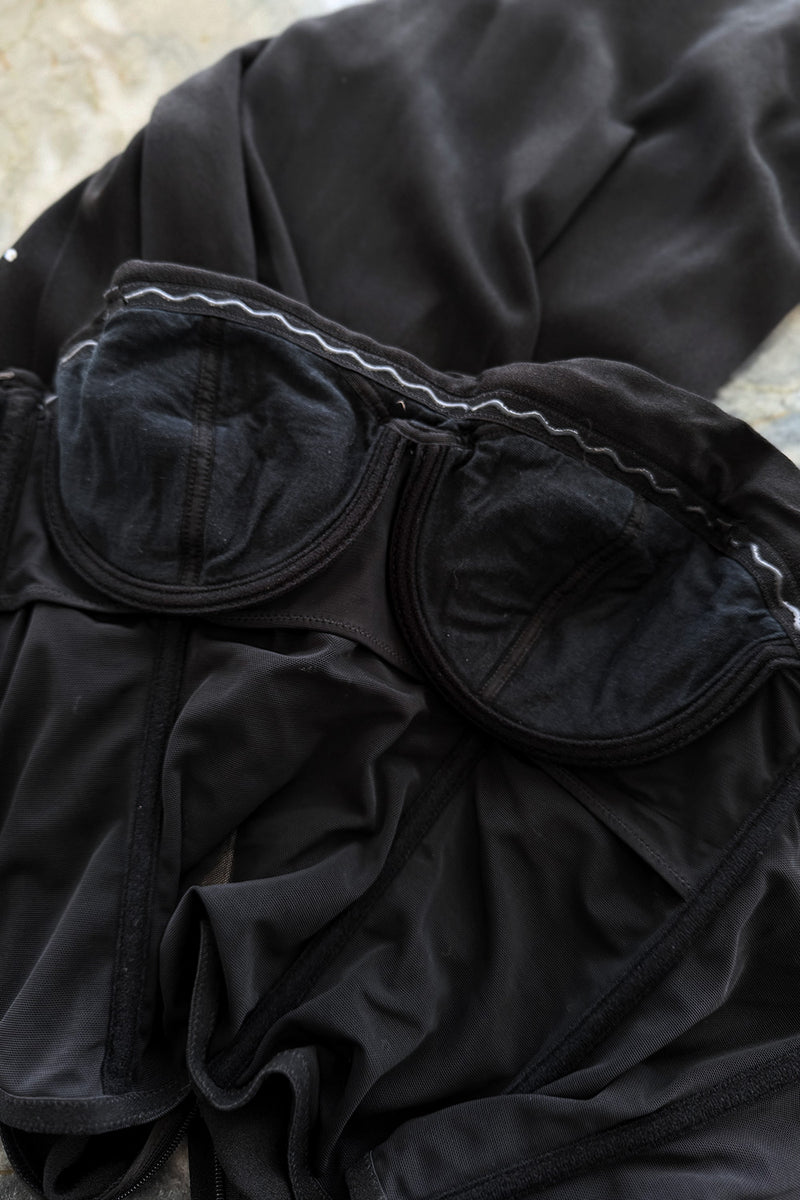 Spring 2007 Christian Dior by John Galliano Black Strapless Inner Corset Dress w Rhinestones & Beads