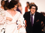 Prettiest Spring 1990 Yves Saint Laurent Pale Nude Pink Silk Plunge Runway Dress w Balloon Sleeves