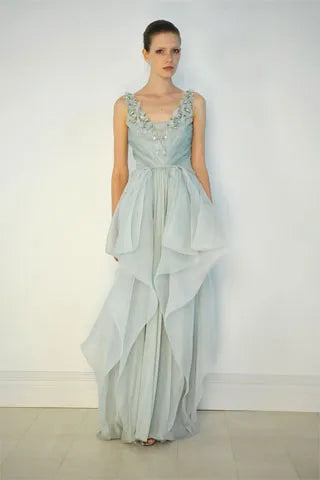 Prettiest Resort 2009 Valentino by Alessandra Facchinetti Look 16 Palest Dusty Green Silk Organza Dress