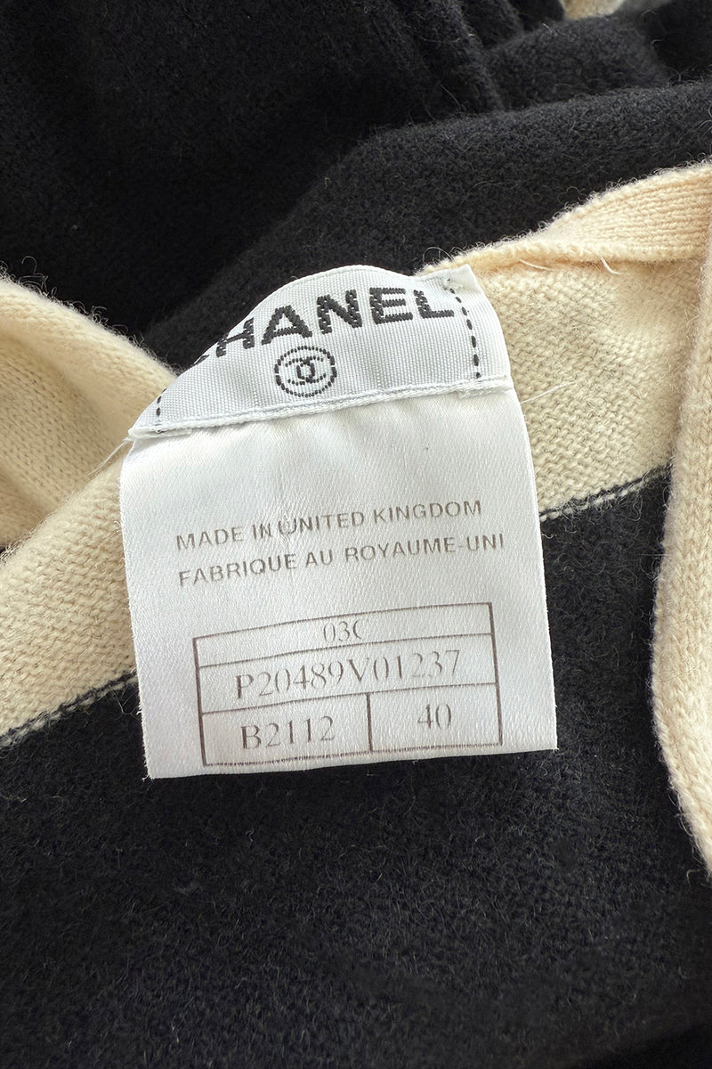 Cruise 2003 Chanel by Karl Lagerfeld Black & Ivory Cashmere Knit Dress