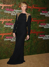 Stunning 2013 Unlabeled Alexander McQueen by Sarah Burton Black Crepe Dress w Gold Metal Detailing