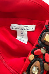 Spring 2008 Oscar de la Renta Red Version of Runway Look 64 Silk Dress w Embelished Collar