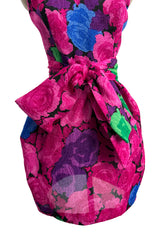 Exuberant Spring 1988 Christian Lacroix Luxe Demi-Couture Runway & Documented Strapless Floral Mini Dress