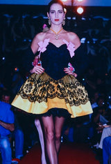 Rare Spring 1988 Christian Lacroix Demi-Couture Luxe Label Strapless Mini Dress w Lace & Bow Details