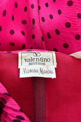 Well Documented Spring 1987 Valentino Original Strapless Pink & Black Silk Chiffon Dress