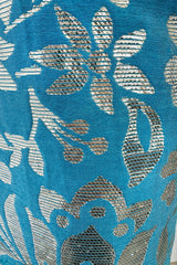 Incredible Resort 2008 Christian Dior by John Galliano Blue & Silver Brocade Dress w Beaded Bodice