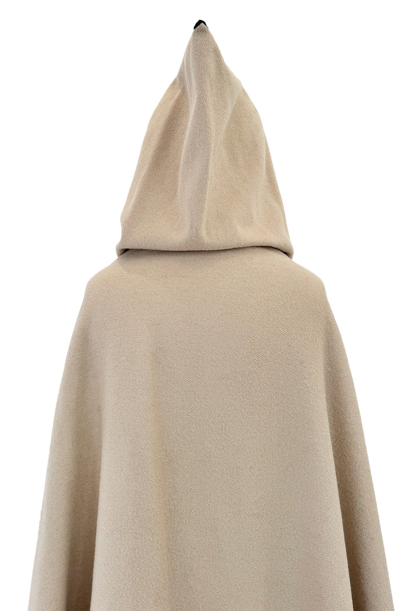 Well Documented Fall 1976 Yves Saint Laurent Hooded Cape w Braided Edges & Tassel Details