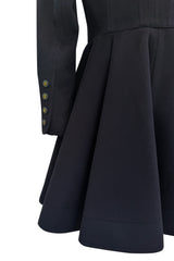Amazing Fall 1994 Chanel by Karl Lagerfeld Runway Look 20 Deep Blue Black Cashmere Flare Jacket