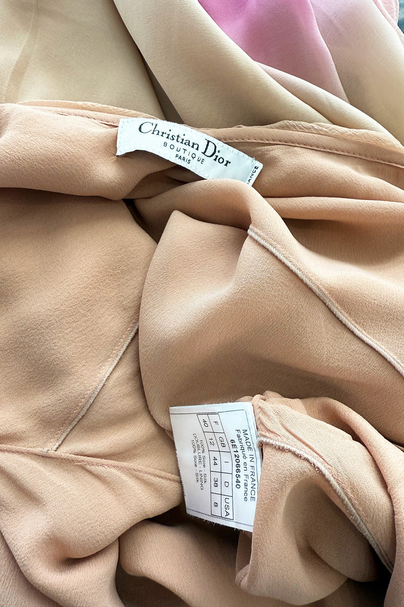 Prettiest Spring 2006 Christian Dior by John Galliano Pink Ombre Silk Chiffon Dress