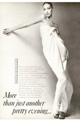 Rare 1976 Halston Couture Iconic Well Documented Front Tying Bias Cut Black Velvet Strapless Column Dress