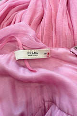 Recent Prada by Miuccia Prada Pale Pastel Pink Silk Chiffon Gathered Halter Dress