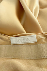 Exceptional Fall 2000 Prada by Miuccia Prada Backless Gold Bias Cut Silk Dress w Front Gathering Detail