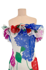 Iconic Spring 1984 Hubert de Givenchy Haute Couture Runway Silk Chiffon Strapless Dress & Coat Set