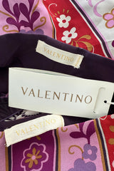 Prettiest Fall 2006 Original Mr. Valentino Purple Print Ruffled Skirt & Plunging Halter Top Dress Set