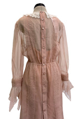 Fall 2020 Gucci by Alessandro Michele Runway Look 29 Dusty Pink Silk Dress & Skirt Overlay Set
