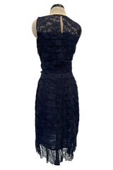 Extraordinary Fall 2008 Chanel by Karl Lagerfeld Blue Lace & Chiffon Dress & Cape Set