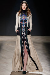 Fabulous Fall 2014 Mary Katrantzou Deep Blue & Black Digitally Printed Mini Dress w Full Skirt