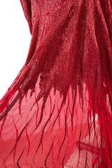 Phenomenal Fall 2011 Alexandre Vauthier Haute Couture Runway Look Hand Beaded Red Silk Chiffon Dress