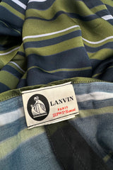 Gorgeous 2014 Lanvin by Alber Elbaz Deep Green & Navy Silk Striped Sarong Dress w Tie Halter