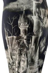 Iconic 2007 Alexander McQueen Fairy / Skeleton Castle Print Silk Bias Cut