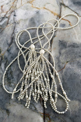 Spring 2012 Ralph Lauren Purple Label Runway Look 53 Backless Ivory Jersey Dress w Pearl Belt