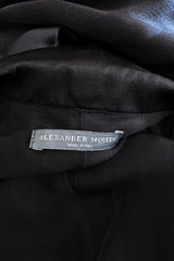 Fall 2007 Alexander McQueen Black Bias Cut Hammered Silk Dress w Beaded Collar