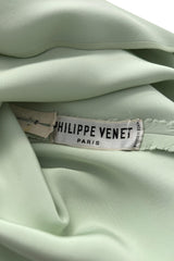 Rare Spring 1978 Philippe Venet the Haute Couture Runwau Sample Pale Mint Silk One Shoulder Dress