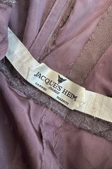 Exceptional 1950s Jacques Heim Golden Era Haute Couture Ultra Rare Purple-Gray Net & Handmade Lace Dress