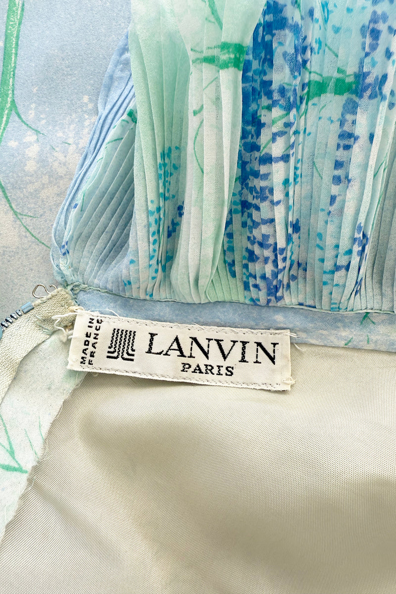 Dreamy Spring 1974 Lanvin by Jules-Francois Crahay Pale Blue Print Silk Chiffon Ruffle Dress