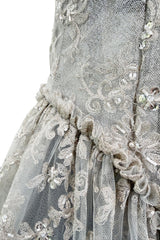 Exquisite 2011 Rodarte One Off Custom Made Silver & Lace Vogue / Kate Moss Editorial Dress