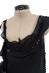 Phenomenal Fall 2006 John Galliano Black Silk Chiffon Dress w Sequins & Beading