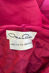 Gorgeous 1980s Oscar de la Renta Deep Fuchsia Pink Silk Strapless Silk Dress w Full Skirt