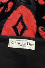 Rare Fall 1981 Christian Dior by Marc Bohan Haute Couture Wool Leather & Velvet Triangle Shawl