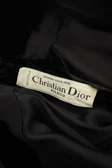 Suberb Fall 1970 Christian Dior Haute Couture by Marc Bohan Minimalist Black Velvet Column Dressress