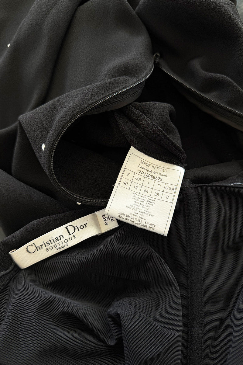 Spring 2007 Christian Dior by John Galliano Black Strapless Inner Corset Dress w Rhinestones & Beads