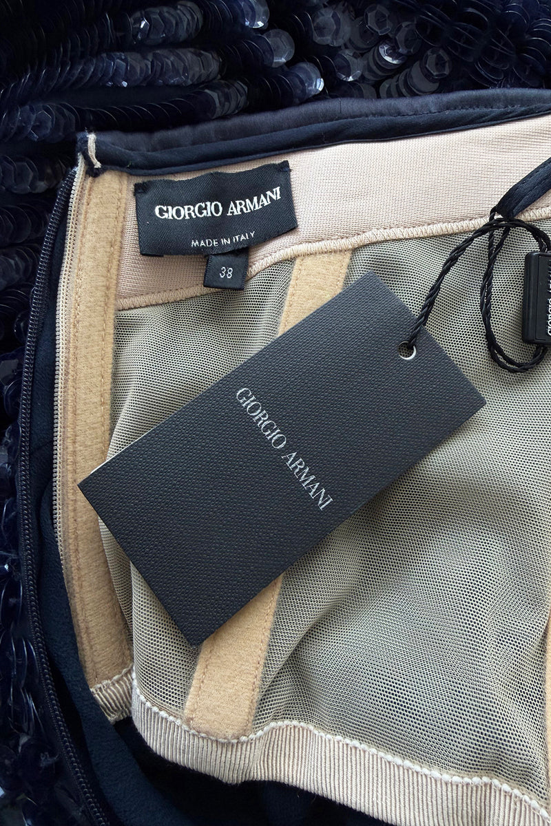 Outstanding Spring 2011 Giorgio Armani Runway Look 60 & Ad Campaign Strapless Blue Sequin Dress