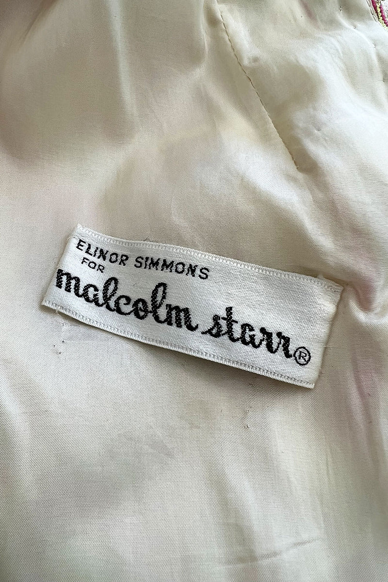 Wonderful 1960s Malcolm Starr by Elinor Simmons Pink Detailed Metallic Brocade Dress
