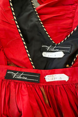 Rare Fall 1981 Fabrice Simon Couture Hand Painted Red & Gold Skirt & Top Dress Set