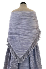 Elegant Late 1950s Sybil Connolly Couture Pale Lavender Pleated Linen Strapless Dress w Shawl