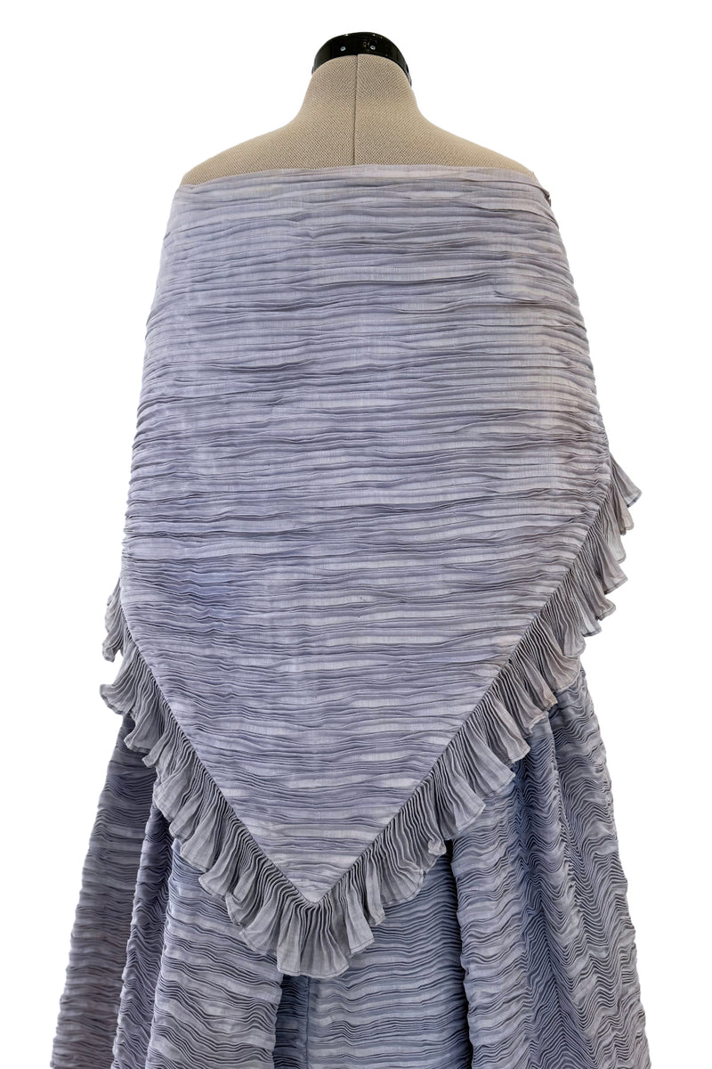 Elegant Late 1950s Sybil Connolly Couture Pale Lavender Pleated Linen Strapless Dress w Shawl