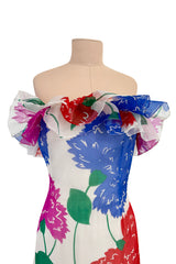 Iconic Spring 1984 Hubert de Givenchy Haute Couture Runway Silk Chiffon Strapless Dress & Coat Set