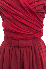 Fall 2019 Christian Dior by  by Maria Grazia Chiuri Runway Look 83 Red Silk Chiffon Playsuit & Skirt