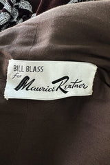 1968 Bill Blass Museum Documented Silver Thread Pattern in Brown Velvet Jacket