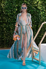 Chic Spring 2018 Emilio Pucci Runway Look 26 & Ad Campaign Printed Stripe & Dot Silk Dress or Cover Up