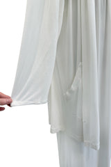 Late 1970s Ossie Clark White Jersey w Silver & Bronze Sequin Halter Dress w Matching Jacket