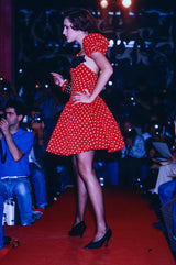 Spring 1988 Christian Lacroix Demi-Couture Runway Red Polkadot Dress w Detachable Sleeves