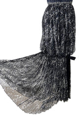 Gorgeous Spring 2012 Chanel by Karl Lagerfeld Hand Crochet Knit & Silk Chiffon Blue Dress w Scarf